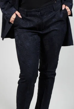 Jacquard Cigarette Trousers in Navy