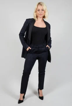 Jacquard Cigarette Trousers in Navy