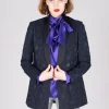 Jacquard Double Breasted Jacket in Navy