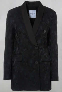 Jacquard Double Breasted Jacket in Navy