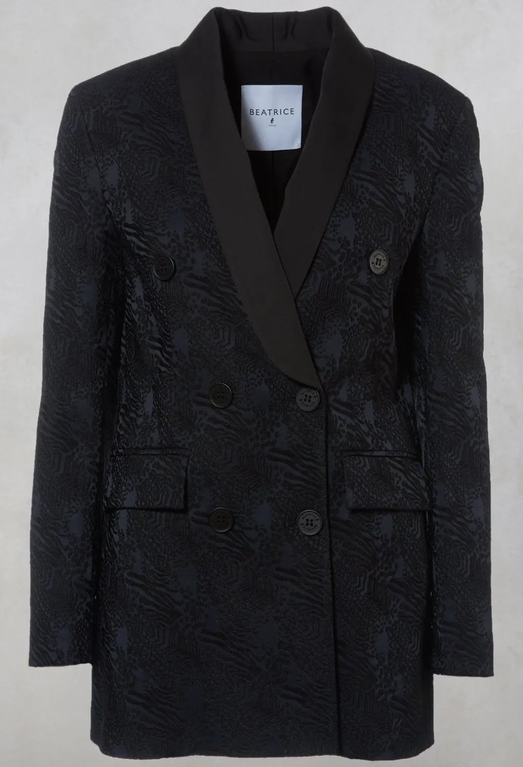 Jacquard Double Breasted Jacket in Navy