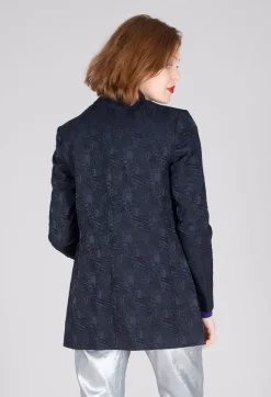 Jacquard Double Breasted Jacket in Navy