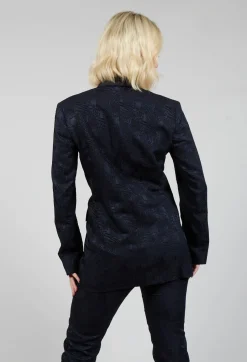 Jacquard Double Breasted Jacket in Navy