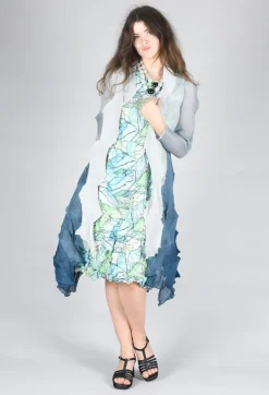 Jacqui Coat Long in Silver Denim