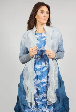Jacqui Coat Long in Silver Denim