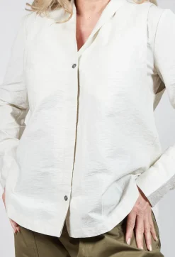 Jacy Shirt with Overlay Detail in White Clay
