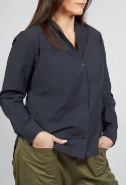 Jacy Shirt with Overlay Detail in Ardoise