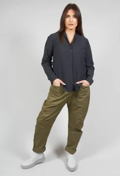 Jacy Shirt with Overlay Detail in Ardoise