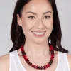 Jagged Ceramics Necklace in Red Black