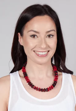 Jagged Ceramics Necklace in Red Black