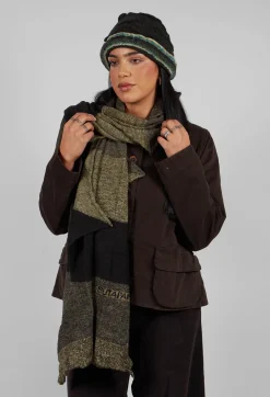 Jagged Wool Scarf in Deep Taupe