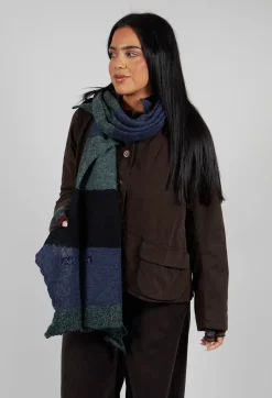 Jagged Wool Scarf in Deep Ocean