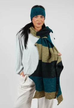 Jagged Wool Scarf in Deep Turquoise