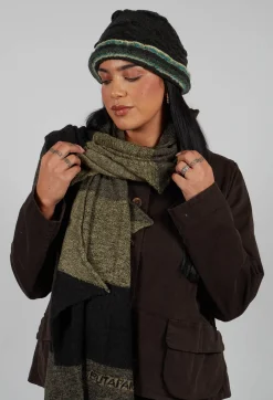 Jagged Wool Scarf in Deep Taupe