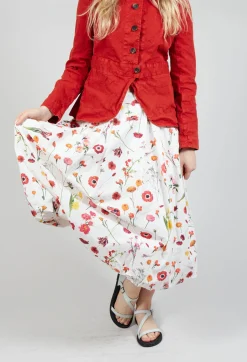 Jamila Skirt in Red Flower Print