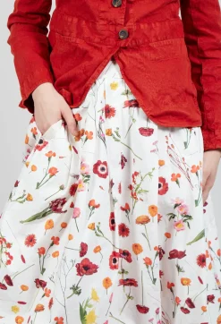 Jamila Skirt in Red Flower Print