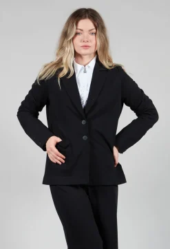 Jersey Blazer with Front Pocket in Black