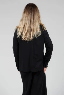 Jersey Blazer with Front Pocket in Black