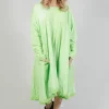 Jersey Dress with Drawstring Hem in Lime Print