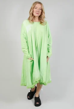 Jersey Dress with Drawstring Hem in Lime Print