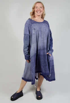Jersey Dress with Drawstring Hem in Azur Print