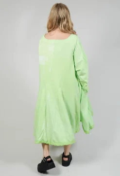 Jersey Dress with Drawstring Hem in Lime Print