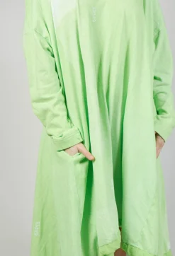 Jersey Dress with Drawstring Hem in Lime Print