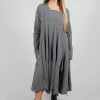 Jersey Dress with Exposed Seams in Rock