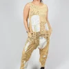 Jersey Drop Crotch Jumpsuit in Corn Print