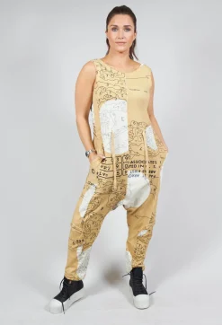 Jersey Drop Crotch Jumpsuit in Corn Print