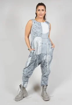 Jersey Drop Crotch Jumpsuit in Ice Print