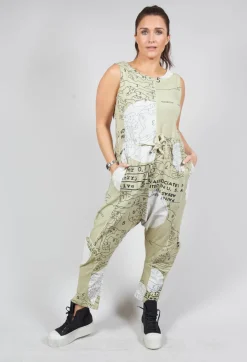 Jersey Drop Crotch Jumpsuit in Pearl Print