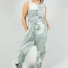 Jersey Drop Crotch Jumpsuit in Sky Print