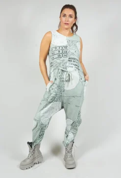 Jersey Drop Crotch Jumpsuit in Sky Print