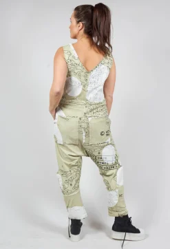 Jersey Drop Crotch Jumpsuit in Pearl Print