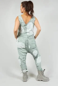 Jersey Drop Crotch Jumpsuit in Sky Print