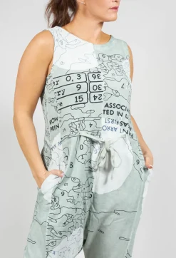 Jersey Drop Crotch Jumpsuit in Sky Print