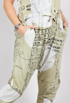 Jersey Drop Crotch Jumpsuit in Pearl Print