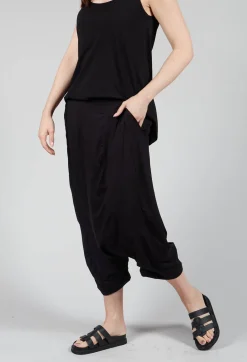 Jersey Drop-Crotch Trousers in Black