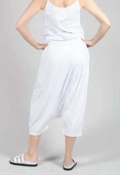 Jersey Drop-Crotch Trousers in White