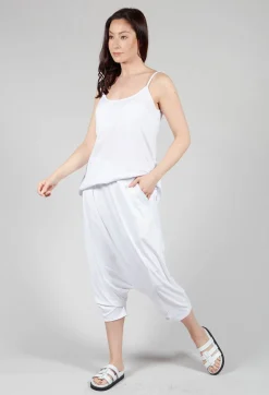Jersey Drop-Crotch Trousers in White