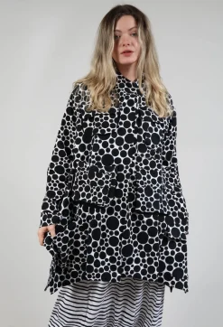 Jersey Jacket in White with Black Pois