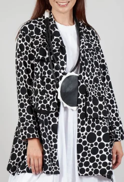 Jersey Jacket in White with Black Pois