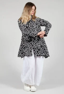 Jersey Jacket in White with Black Pois