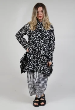 Jersey Jacket in White with Black Pois