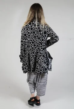 Jersey Jacket in White with Black Pois