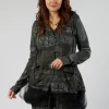 Jersey Jacket with Netted Hemline in Jungle Shiny Print