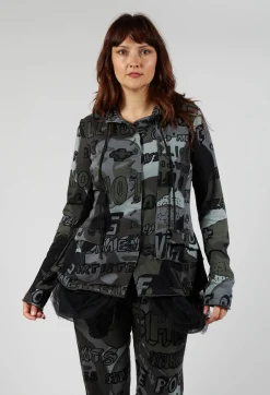 Jersey Jacket with Netted Hemline in Multicolour