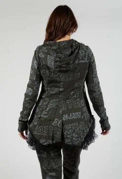 Jersey Jacket with Netted Hemline in Jungle Shiny Print