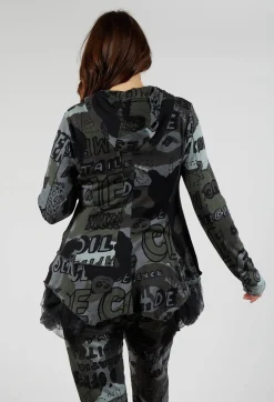 Jersey Jacket with Netted Hemline in Multicolour